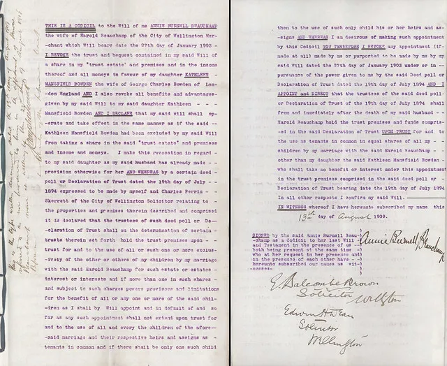 Annie Beauchamp's probate