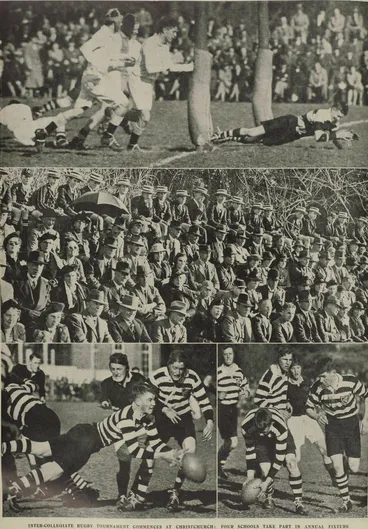 Image: Inter-collegiate rugby tournament commences at Christchurch: four schools take part in annual fixture