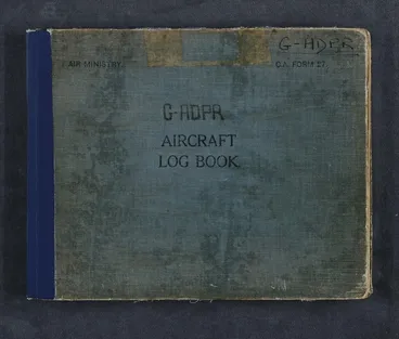G-ADPR aircraft log book Image: G-ADPR aircraft log book