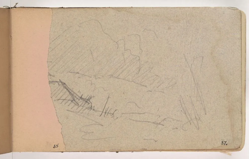 Torn blank page. From: An 1876 sketchbook.