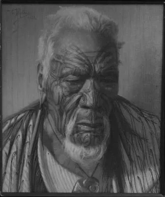 Portrait of a Maori. Painted by C.F. Goldie (1870-1947), 1938.