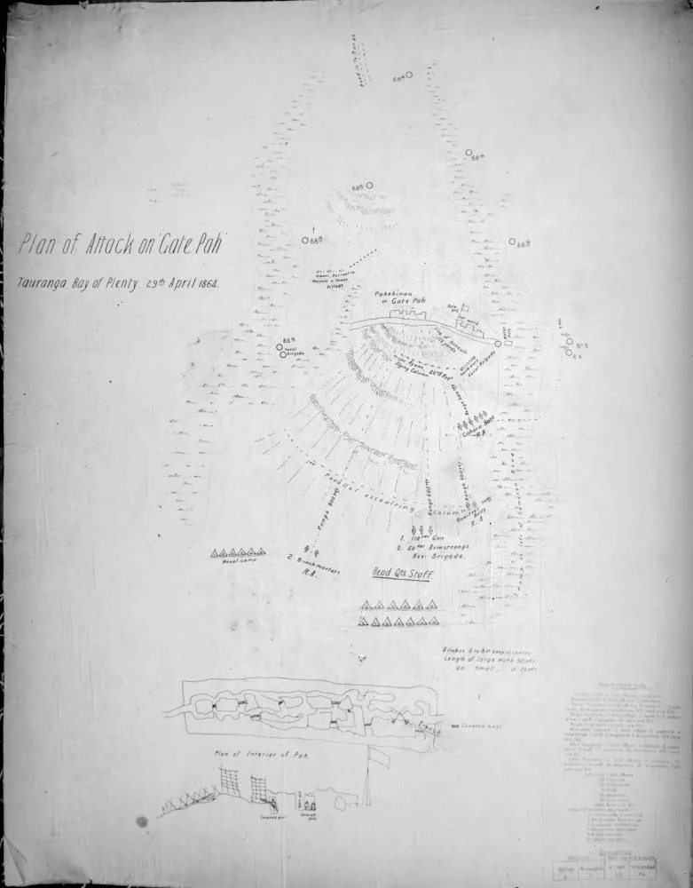 Plan of attack on Gate Pah, Tauranga, 1864