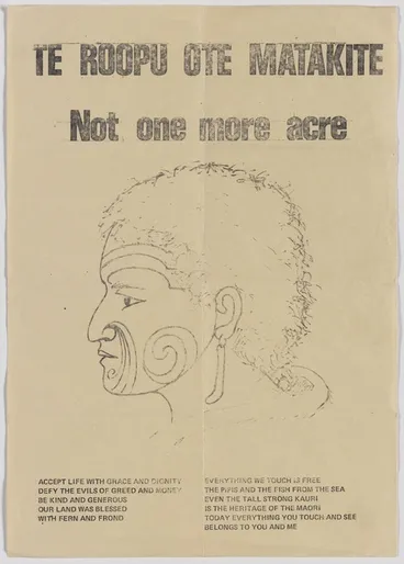 Image: Te Roopu o te Matakite: Not one more acre. Accept life with grace and dignity ... [ca 1975]
