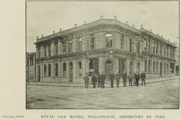 Royal Oak Hotel, Wellington, destroyed by fire Image: Royal Oak Hotel, Wellington, destroyed by fire