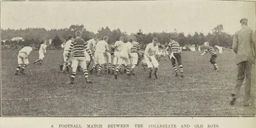 Image: A football match between the collegiate and old boys