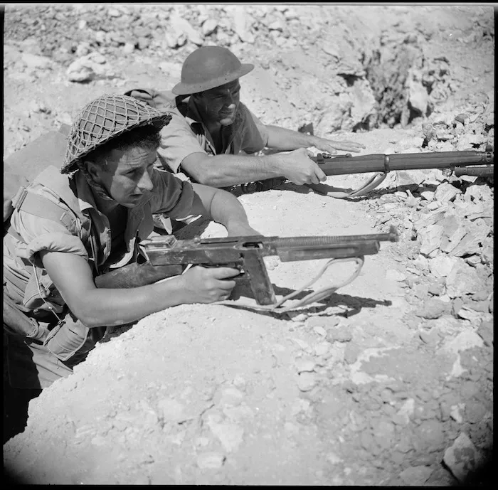 Infantry ready to attack in training exercise, Western Desert