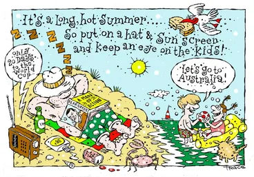 Image: Hodgson, Trace, 1958- :It's a long, hot summer... so put on a hat & sunscreen and keep an eye on the kids!" 25 January 2015