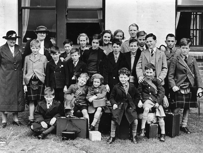 Staff and Scottish children at the Presbyterian Boys' and Girls' Home, Berhamphore, Wellington