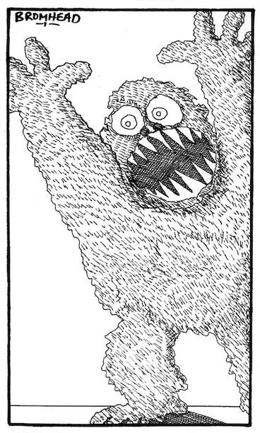 Image: Bromhead, Peter, 1933- :Illustration on subject of Monsters .. The Auckland star 10.1.[19]76.
