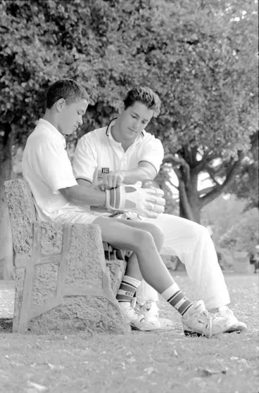 Image: New Zealand cricket representative Adam Parore, and Te Aute College player Regan Lloyd