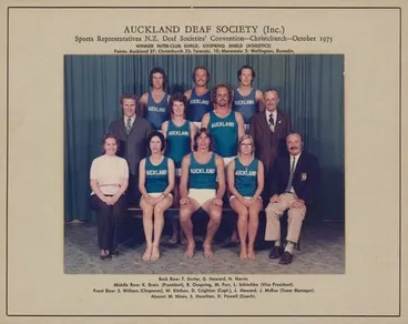 Image: Team Photo: Auckland Deaf Society Athletics, N.Z. Deaf Societies Convention, 1975