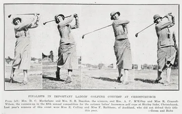 Image: Finalists in an important Ladies' Golfing Contest at Christchurch