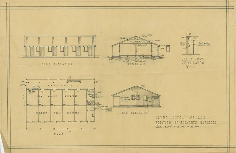 Architectural plan, Clyde Hotel, Wairoa