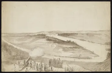 Image: Heaphy, Charles, 1820-1881: Meremere from Whangamarino Redoubt
