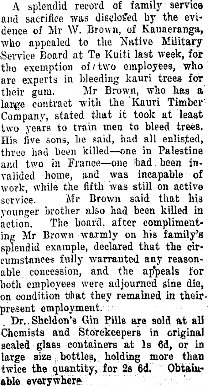 Page 4 Advertisements Column 5 (Taranaki Daily News 28-10-1918)