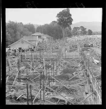 Image: Construction of the new grandstand at the Tauherenikau Racecourse, Southern Wairarapa