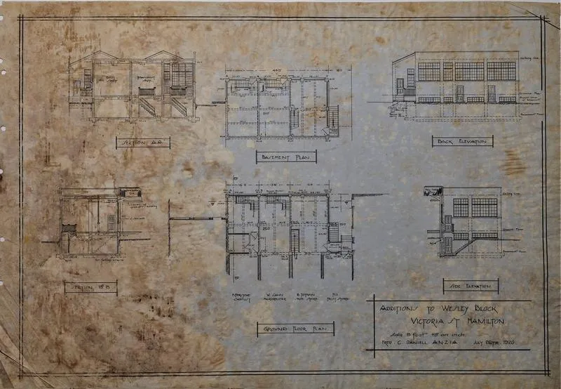 Architectural plans - Additions to Wesley Block, Victoria Street, Hamilton