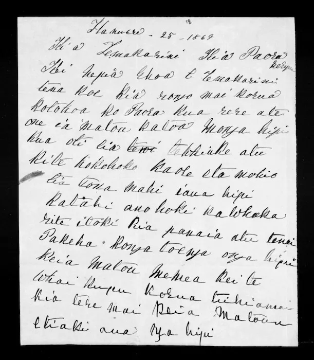 Letter from Paora Apatu and Toha to McLean