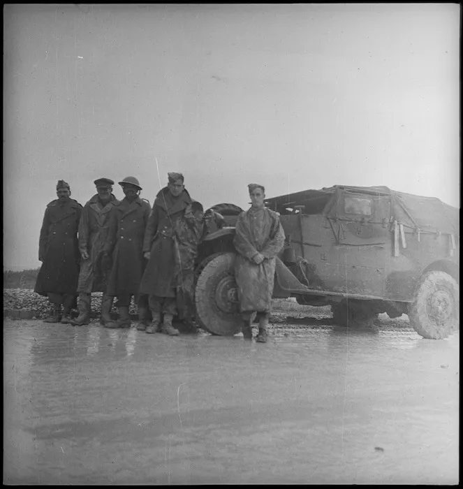 New Zealand and Indian World War II personnel on their way to the Italian forward areas - Photograph taken by George Kaye