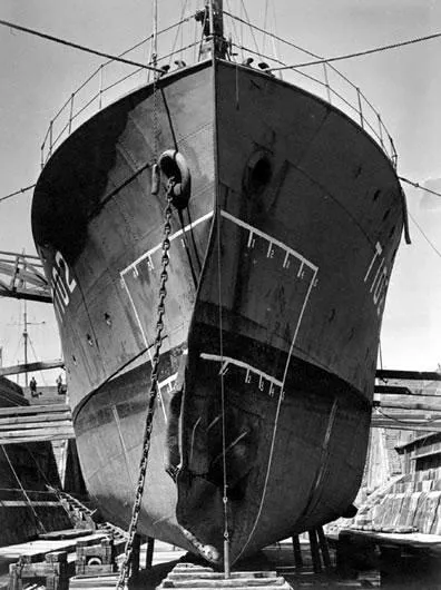 Damage to HMNZS Kiwi after ramming