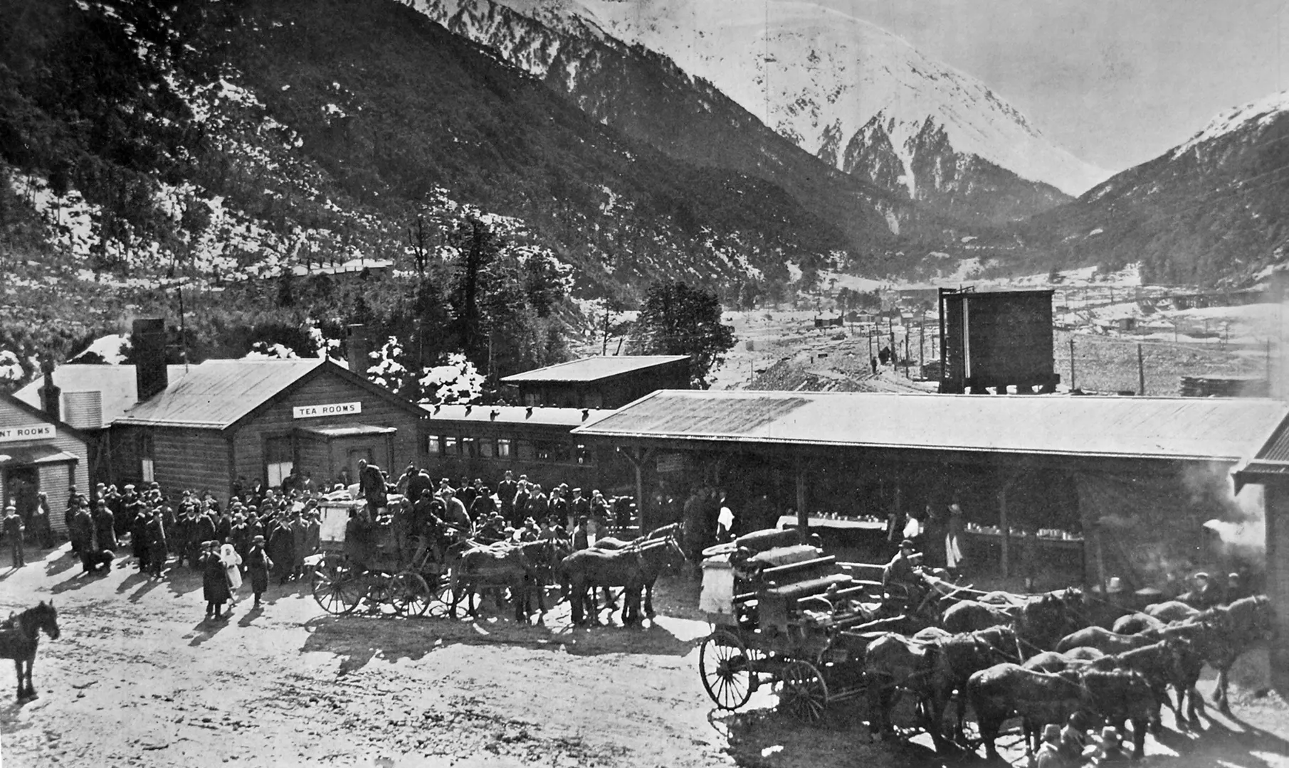 Arrival of the coaches with the West Coast party