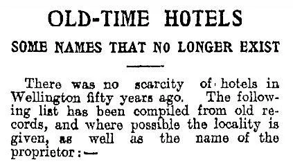 OLD-TIME HOTELS (Evening Post, 8 Feb 1915).
