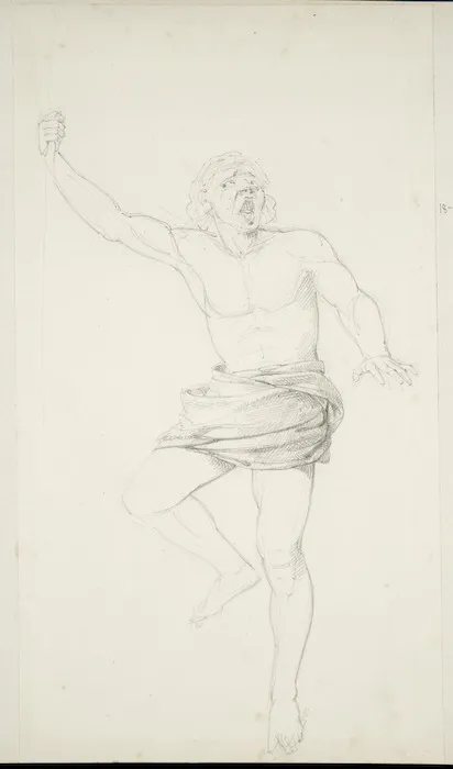 [Strutt, William] 1825-1915 :[Study for The Maori war dance. 5th position? 1855 or 1856]