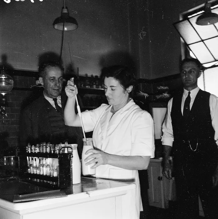 Testing milk for butterfat, Wellington Milk Department