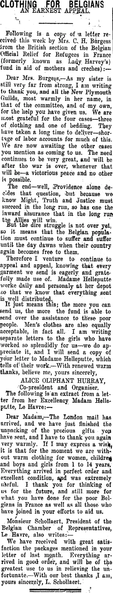 Image: CLOTHING FOR BELGIANS. (Taranaki Daily News 26-5-1917)