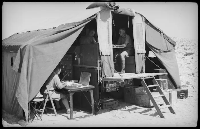 Mobile HQ at an oasis in the desert, Egypt