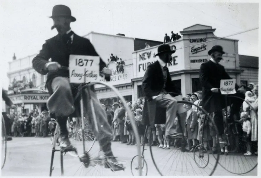Costumed Men on Pennyfarthings - 1952 Jubilee Celebrations