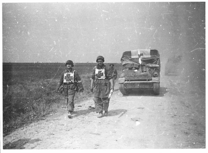German stretcher-bearers near the Quaderna River, Italy - Photograph taken by George Kaye