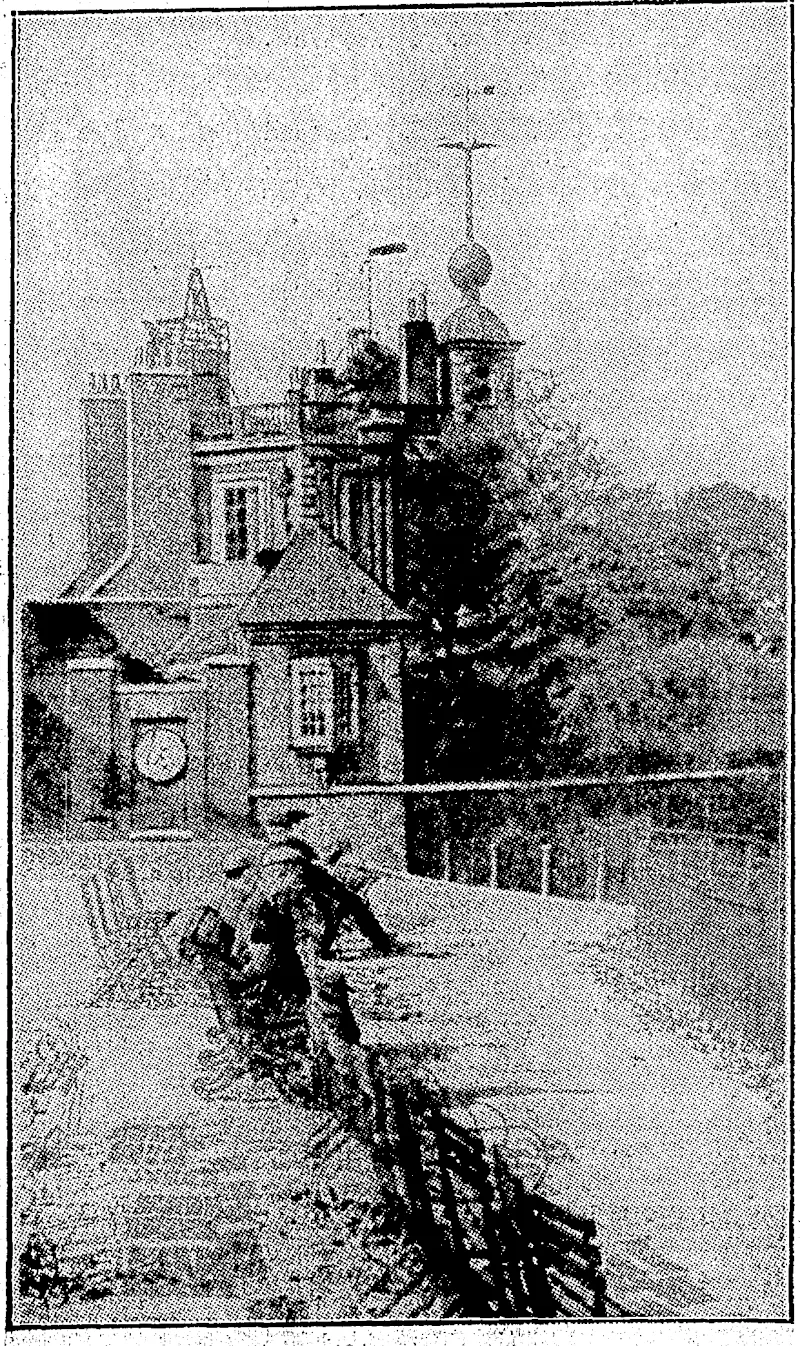 GREENWICH OBSERVATORY.—The Great Clock and Porter's Lodgc,^ with Flamsteed .House beyond. (Evening Post, 08 May 1931)