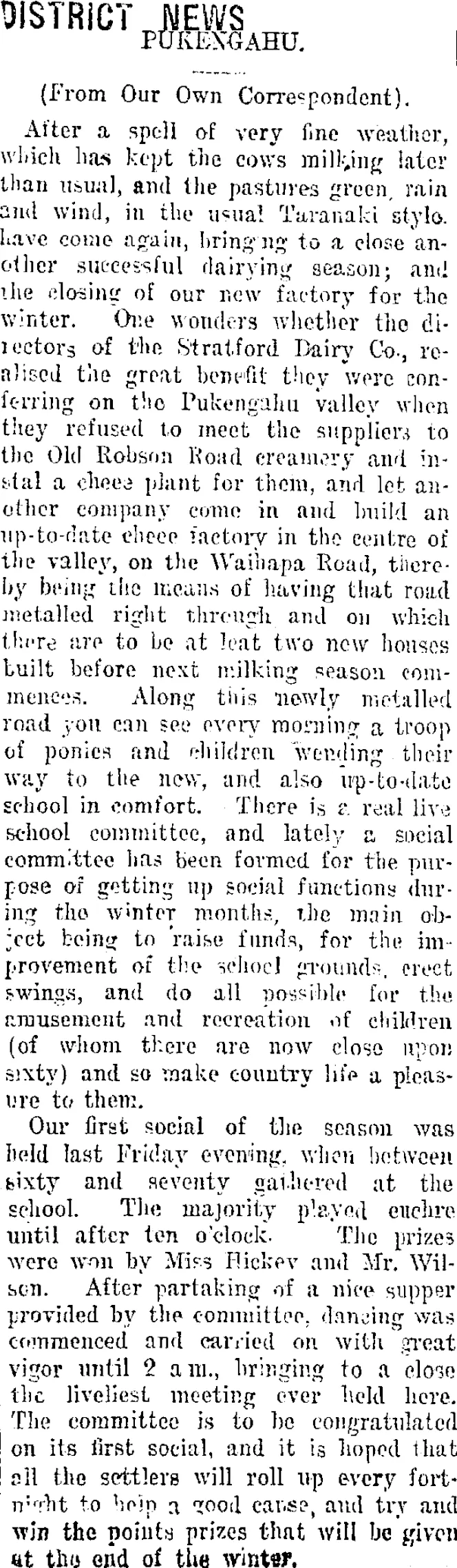 DISTRICT NEWS. (Taranaki Daily News 23-5-1918)