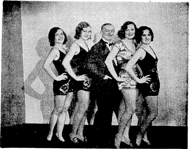 Nicola the Great, the famous magician, with some of his assistants. H« is due to appear at the New Opera House here from Saturday next. (Evening Post, 22 December 1938)