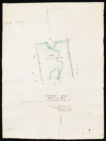 Image: Wyles & Buck :Section no. 22, Wai-nui-o-mata, claimed by Karepa Tawake and ors [ms map]. Wyles & Buck, licensed surveyors, Wellington, 1873