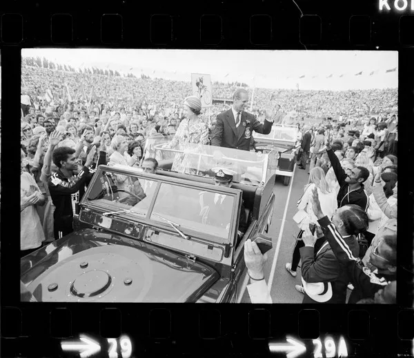 Queen Elizabeth II and Prince Philip during the 1974 Commonwealth Games