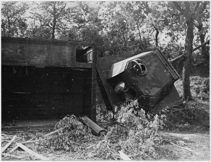 Destroyed German defences near Rimini, Italy, during World War II - Photograph taken by George F Kaye