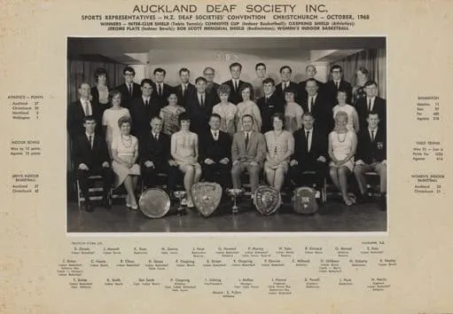 Team Photo: Auckland Deaf Society Sports Representatives, N.Z. Deaf Societies Convention, 1968
