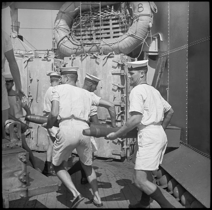 Anti-aircraft practice on HMS Leander