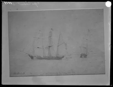 Image: Sketch of the NZS Company ships "Tory" and "Cuban", Cook Strait 1840