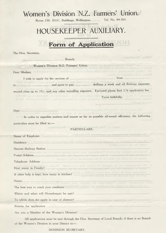 Forms, Mataura branch, Women's Division of Federated Farmers