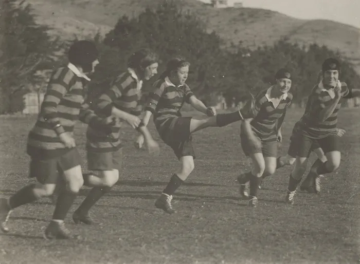 Creator unknown :Photograph of girls playing soccer