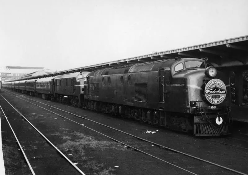 Locomotive Df 1501 and another, Thermal Wonderland Excursion, Auckland, 1959
