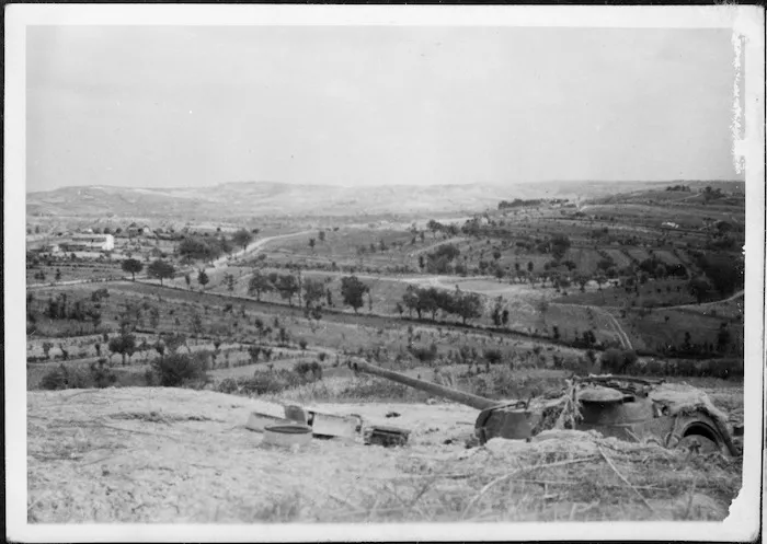 Dug-in German tank, Gothic Line, Italy - Photograph taken by Jock C Montgomery