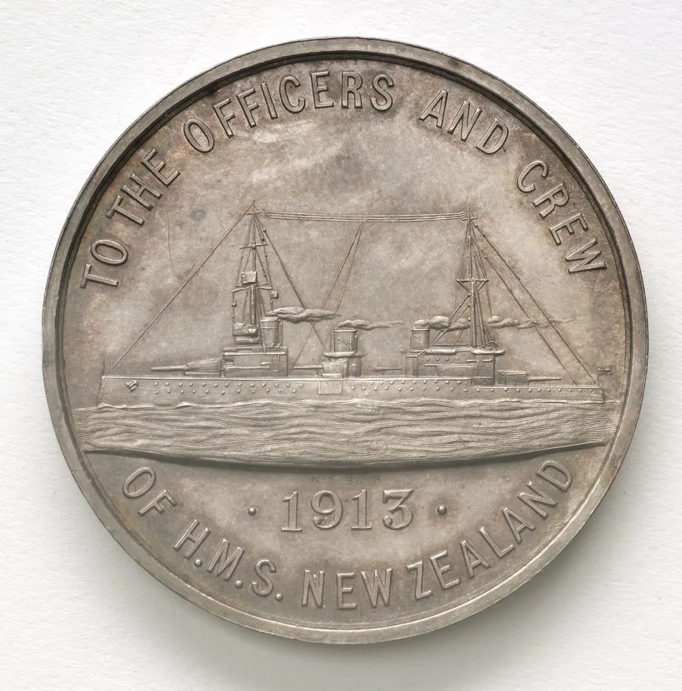 Medal commemorating the visit of H.M.S. New Zealand, 1913.