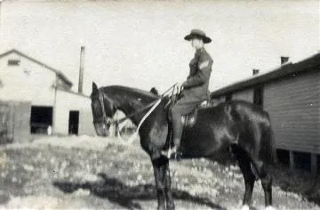 Sergeant Norman Shepherd on a horse, Featherston Camp : digital image