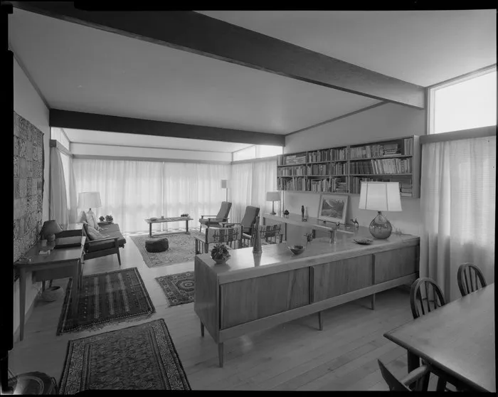 Living room interior, Brosnahan house, Wellington