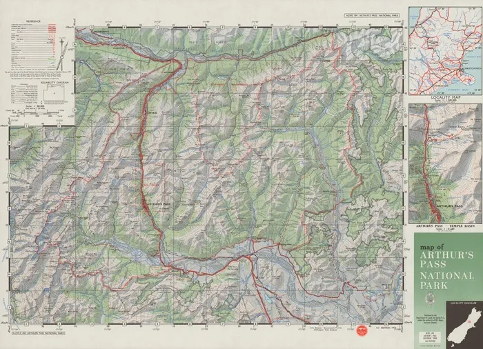 Map of Arthur's Pass National Park.