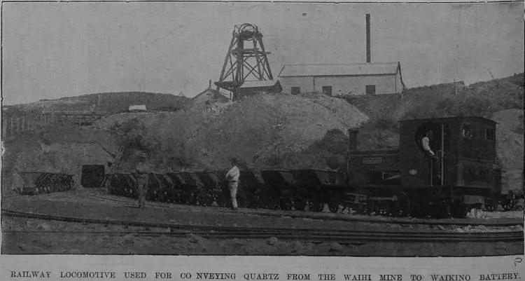 Railway locomotive used for conveying the quartz from the Waihi gold mine to Waikino battery
